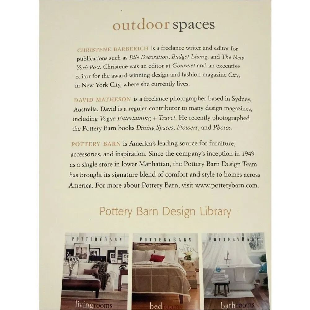 Pottery Barn Outdoor Spaces Inspirational Idea Design Photo Book